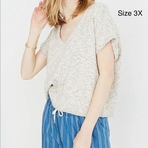 NWT Madewell Ellendale Short Sleeve Sweater Marled Olive Plus Sz 3X